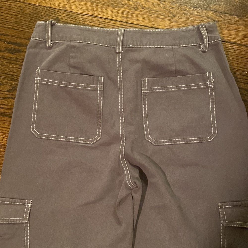 FULL TILT Small Contrast Stitch Gray Cargo Pants Straight Leg Pockets - Picture 8 of 9
